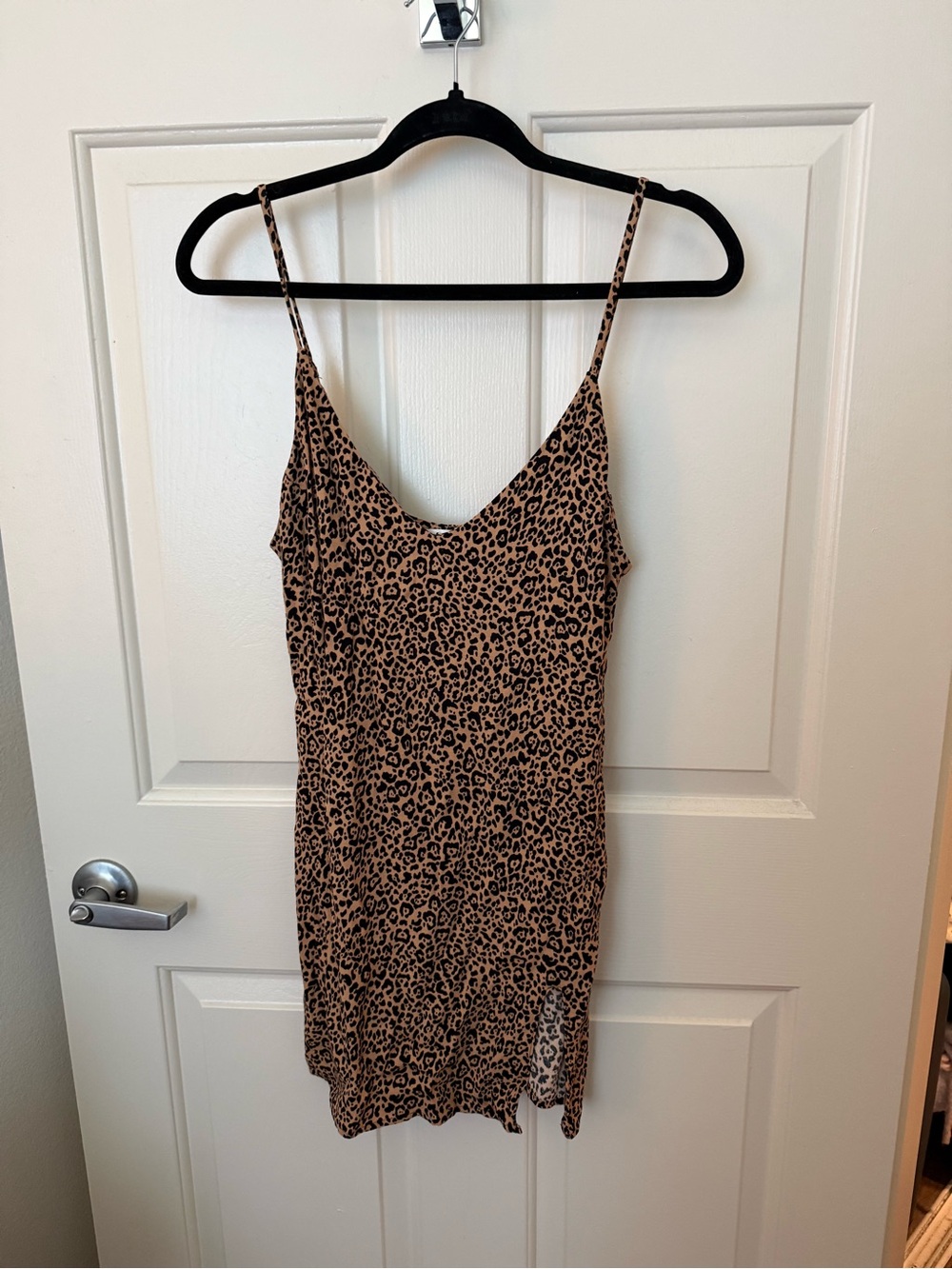 Reformation Leopard Slip Dress in Tan and Black